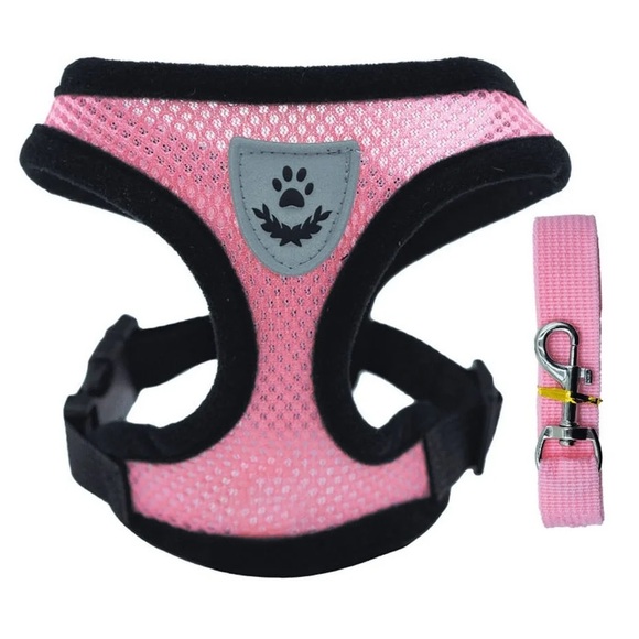 Other - Reflective Pet Harness & Leash Set - Pink - Size Small